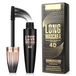 4D Silk Fiber Lash Mascara Waterproof Mascara for Longer, Curler and Voluminous Eyelashes - Natural Formula Smudge-proof Mascara Lasting All Day for Slender Dense Lashes