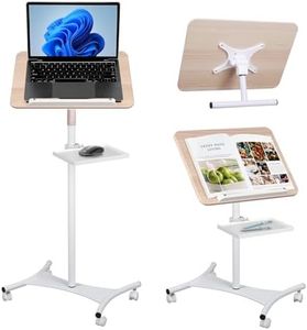 HDCHQXQ Floor/Desktop Standing Book Stand,Solid Wood, Music Stand for Sheet Music with Tray, 4 Lockable Casters, Reading Stand with Page Clips, Height from 20-51in, for Laptops, Bible/Cookbook