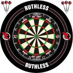 Ruthless Hot Shot Dart Board Surround Home Centre | Complete Darts Package Including Sisal Board, 2 Sets of Darts and a Dartboard Surround (Home Centre)