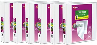 Avery Durable View 3 Ring Binder, 2" Inch, Slant D Rings, 6 White Binders, Binder for School, Office, or Home, Case Pack Bulk Binders, PVC Free (17032)