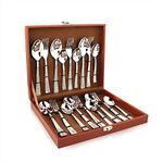 Montavo by FnS Pacific Cutlery Set with Leatherette Box - Pacific 18 Pcs (6 Dinner Spoon, 6 Dinner Fork, 6 Tea Spoon & 1 Letherite Box)