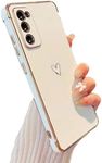 ZTOFERA Designed for Samsung Galaxy S20 FE 5G Case,Cute Plating Edge Love Hearts Pattern with Camera Lens Protection Phone Cover for Girls Women,White