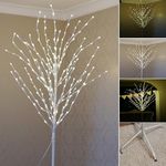 White Outdoor Lighted Christmas Trees