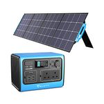 BLUETTI Solar Generator EB55 BU with SP200S 220W Solar Panels Included, 537Wh Portable Power Station w/ 2 700W AC Outlets, LiFePO4 Battery Backup for Camping, Outdoor,Power Outage