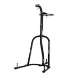 Everlast Heavy Bag Stand with Speed Bag Station - Heavy-Duty Powder-Coated Steel Tubing, Three Weight Plate Pegs, Supports 100 lbs Heavy Bags - Ideal for Boxing, Fitness, MMA Training, Home Gym