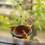 ExclusiveLane Terracotta Handpainted Bird Feeder - Backyard Bird Feeder Hanging for Balcony Décor Outdoor Garden Decoration