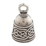 Guardian Bell Celtic Weave Good Luck Bell w/Keyring & Black Velvet Gift Bag | Motorcycle Bell | Lead-Free Pewter | Made in USA