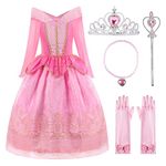 ReliBeauty Girls Princess Dress up Costume with Accessories, 6-6X, Pink