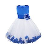 CHICTRY Petals Bow Princess Wedding Bridesmaid Formal Pageant Party Flower Girls Dresses Blue 2 Years