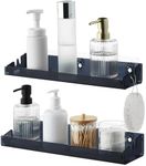 Navaris Black Acrylic Shower Shelves (Set of 2) - Stick On or Screw Mount Adhesive Shelves for Bathroom - No Drilling or Nails Thin Plastic Wall Shelf