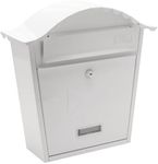 Sterling MB01 Classic Wall Mounted Galvanised Steel Lockable Weatherproof Post Box-White-36x37x13cm, White, 363x370x134mm