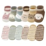 SNOWIE SOFT® 6 Pairs Cartoon Socks for Toddlers Aged 1-3 Anti-Skid Floor Socks Walking Breathable Cotton for Toddlders All Season Toddlers Birthday Gift Boys Girls
