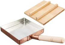 TTIKUSAN Japanese Tamagoyaki Pan Omelets Copper Pan with Wooden Lid Made in Japan Square Frying Pan for Eggs 8.3 inch (21×21 cm)