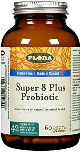Flora Health Super 8 Plus Probiotic - 42 Billion CFU, High Potency Raw Probiotics, Vegetarian Probiotics for Women & Men, Yeast Balance, Lactobacillus, Digestion, Regain and Retain Gut Health - 60 Vegetarian Capsules Glass Bottle