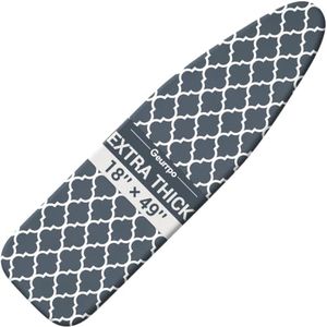 Geurrpo Ironing Board Cover and Pads Fit Standard Size 18x49 Inch Iron Boards Wide Thick Cotton Padded Heavy Duty Scorch and Heat Resistant Elastic Edge Hook and Loop Fasteners for Home Laundry