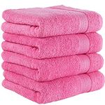 Quick-Dry, Soft & High Absorbent Hand Towels 16"x29" Cotton Turkish Hand Towel Set of 4 | Daily Use 100% Cotton Towels for Bathroom, Gym & More | Bathroom Hand Towels (4 Pcs, Hot Pink)