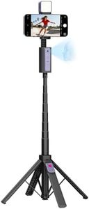 Funme Auto Face Tracking Tripod for iPhone with Light, 59'' Selfie Stick Tripod with Remote, 360 Rotation that Follows Your Movement, Cell Phone Holder for Video Recording/Content Creators/Vlog-Black