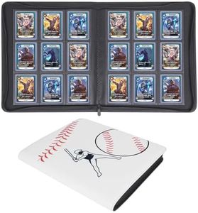 Famard 9-Pocket Toploader Binder for Sports Cards, Top Loader Baseball Cards Storage Album Compatible with 288 3"x4" Hard Plastic Card Sleeves (White-Baseball)