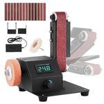 Mini Belt Sander, 1.2x15in Belt Bench Grinder 350W Electric Sander with 10pcs Sanding Belts, Suitable for Grinding Tools Such as Metal, Wood, Aluminum Handmade DIY Hobby