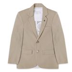 CAVIO Boys Cream Regular Fit Solid Cotton Blazer and T-Shirt