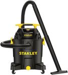STANLEY 10 Gallon Wet Dry Vacuum, 6 Peak HP Poly Built-in Drain Shop Vac Blower with Powerful Suction, Multifunctional Shop Vacuum W/ 6 Horsepower Motor for Job Site, Garage, Basement, Van, Workshop