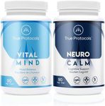 TRUE PROTOCOLS - Brain Protocol (2 items) - Neuro Calm (90 Capsules) and Vital Mind (90 Capsules) Combo Pack - For Optimal Cognitive Health, Mood Balance, & Brain Function - 100% Non-GMO Supplement