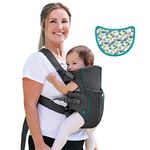 INFANTINO Swift Classic Carrier — ergonomic baby carrier with 2 carrying positions and bag, grey adjustable baby carrier with hip seat and front pocket for storing important items, 300105