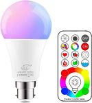 iLC B22 LED Colour Changing Light Bulb with Remote Control RGBW Bayonet - 120 Different Color Choices – RGB Daylight and White Dimmable Coloured – Timing Function