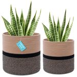 OrganiHaus Small Plant Basket, Planters for Indoor Plants, Pot Cover for Living Room Decor, Rope Basket for Flower Pot, 2-Pack Brown Woven Storage Basket, Nursery Laundry Basket 25x25 & 30x30cm