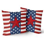 Giwawa 4th of July Pillow Covers Set of 2-18"x18" Patriotic American Flag Square Throw Pillowcases for Bed Sofa Couch- Memorial Day USA Stars Double Sided Cushion Covers for Holiday Decor