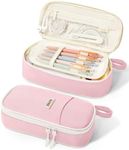 SUNEE Cute Pencil Case, Aesthetic Pen Pouch, Colored Large Pencil Bag with Zipper, Kawaii Stationery Storage and Organizer, School Supplies for Teen and Adult Girls, Pink