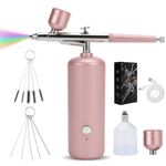 Portable Airbrush Kit, Cordless Airbrush Kit with Compressor, Nail Airbrush Kit with 0.3mm Nozzle, Handheld Air Brush for Make up, Skin Care, Nail Art, Cake Decor, Model Painting (Rose Gold)