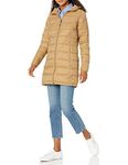 Amazon Essentials Women's Lightweight Long-Sleeve Full-Zip Water-Resistant Packable Hooded Puffer Coat, Camel, Medium