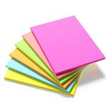 KIFZM 6 X 8 in Creative Extra Large Sticky Giant Pads,6 Brilliant Colors Assorted,203 mm x 152 mm,50 Sheets/Pad, 6 Pads for Drafts,Presentations,Workshops,Self-Adhesive Organization Tools