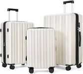 SHOWKOO Luggage Sets 3 Piece 100% PC Ultra Tough Hardside Expandable Suitcases Sets with TSA Lock Double Spinner Wheels (20in/24in/28in, White