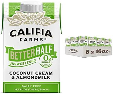 Califia Farms - Unsweetened Better Half, Half And Half Substitute, 16.9 Oz (Pack of 6), Almond Milk, Coconut Cream, Coffee Creamer, Keto, Shelf Stable, Dairy Free, Plant Based, Vegan