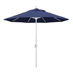 California Umbrella GSPT908170-F09 9' Round Market Umbrella, White Pole, Navy Blue Olefin