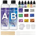 Roizefar Epoxy Resin Kit, 480ml Crystal Clear Resin Kits for Beginners, Resin Accessories with Resin Pigment, Glitter, Sequins, Casting Resin Starter Kit for Jewelry Making，Art Craft