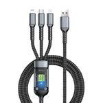 StuffHoods 100W/6A Speed Fast Charging Usb 3.0 Cable 4 Ft/1.2M 3-In-1 Long Charging Cord With Type C + Micro Usb + Light ning Connector 480 Mbps Data Transfer Realme,One Plus, Mi, Oppo, Vivo(Black)