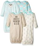 Gerber Unisex Baby Boy and Girls 4-Pack Sleeper Gown, Aqua Fox, 0-6 Months