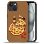 Yicomon Compatible with iPhone 15 Case，Cute Pizza Tomatoes Pattern Print Phone Case Durable Fashion Funny Liquid Silicone Case Soft Anti-Scratch Shockproof Protective Cover