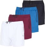 Real Essentials 4 Pack: Men's 3" Inch Mesh Running Shorts with Zipper Pockets - Quick Dry Gym Athletic, Set 8