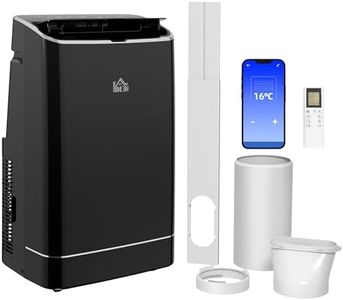 HOMCOM 14,000 BTU Portable Air Conditioner, Smart Home WiFi Compatible, 4-in-1 Dehumidifier Cooler Fan, with Sleep Mode, Remote, 24H Timer, Window Venting Kit, A Energy Efficiency, 35m², Black