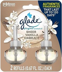 Glade PlugIns Refills Air Freshener, Scented and Essential Oils for Home and Bathroom, Sheer Vanilla Embrace, 1.34 Oz, 2 Count