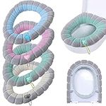 4 Pieces Toilet Seat Pad Toilet Seat Covers with Handle Soft Bathroom Toilet Lid Cover Cushion Thicker Stretchable Washable Universal Size