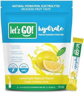 Let'z Go! Hydrate- Natural Hydration + Electrolyte Drink Mix- Hydration + Electrolytes + Antioxidant Powder Packets, Natural Flavors, Vitamins C + D | No Sugar | No Calories | (15 Count) Lemonade