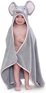 TBEZY Hooded Towel for Kids 100% Cotton Ultra Soft with Unique Animal Design Large for Infants 3-10 Years (Elephant)