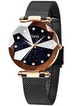 CIVO Womens Watch, Waterproof Ladies Watch, Analog Quartz Wrist Watches for Women Black Stainless Steel Mesh Strap Elegant Dress Designer Womens Watches Diamond Timescale with Starry Sky Dial