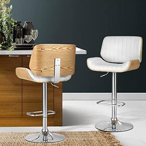 Artiss Bar Stools Stool Adjustable Kitchen Swivel Counter Barstools Dining Chair Gas Lift White Leather in 63-83cm Seat Height Floor Set for Home Bar Dining Room Cafe Outdoor Indoor