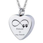 Personalised Name Date Engraved Pet Cremation Jewelry,Stainless Steel Heart Infinity Urn Necklace for Dog Cat Ashes,Animal Paws Print Memorial Keepsake Ash Container Pendant Chain for Family Friends